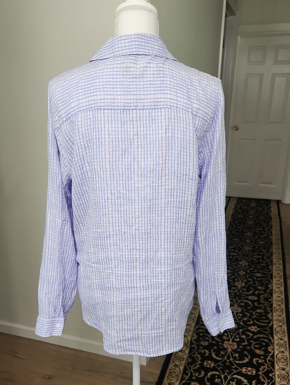 Lilly Pulitzer Sea View Linen Button Down Top in Lilac Verbena Gingham Size M - Picture 7 of 16